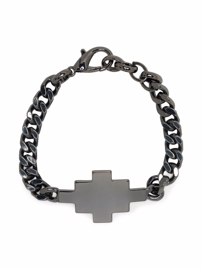 MARCELO BURLON Cross Logo Bracelet Black - MAISONDEFASHION.COM