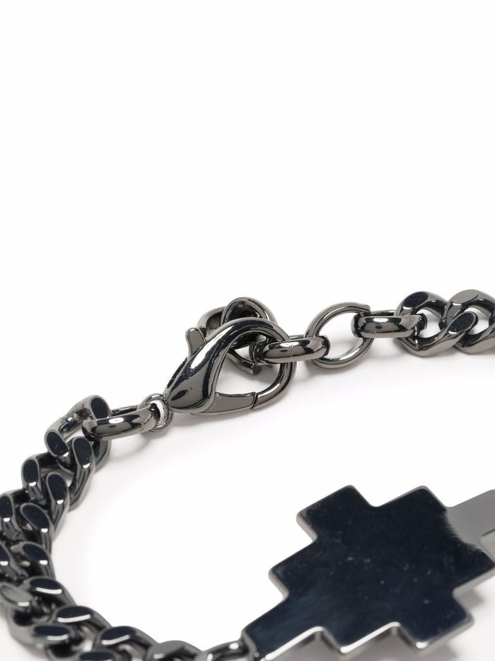 MARCELO BURLON Cross Logo Bracelet Black - MAISONDEFASHION.COM