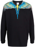 MARCELO BURLON Long Sleeve Wings Print Cotton T-Shirt - MAISONDEFASHION.COM