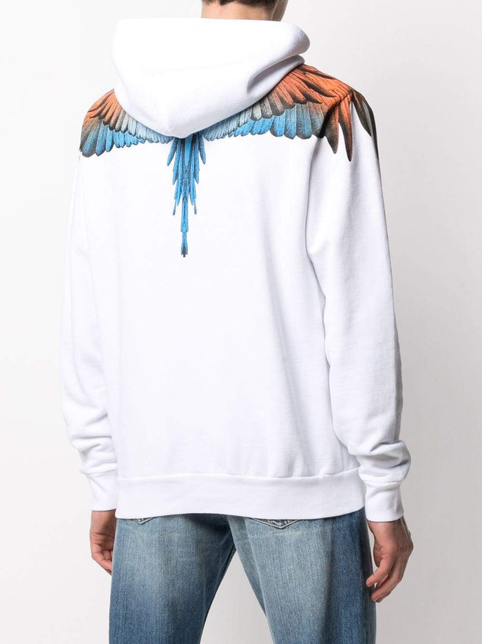 MARCELO BURLON Orange Wings Hoodie White - MAISONDEFASHION.COM