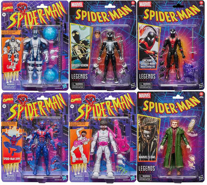 Marvel Legends Retro 26 Spider-Man 6-Pack: Cardiac, Venom, Uncanny/Nightcrawler, 2099, Hypno-Hustler, Owl G2032 LOW STOCK