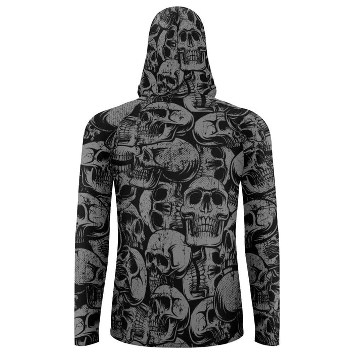 Men's Black Skulls Hoodie Long Sleeve - Everything Skull Clothing Merchandise and Accessories