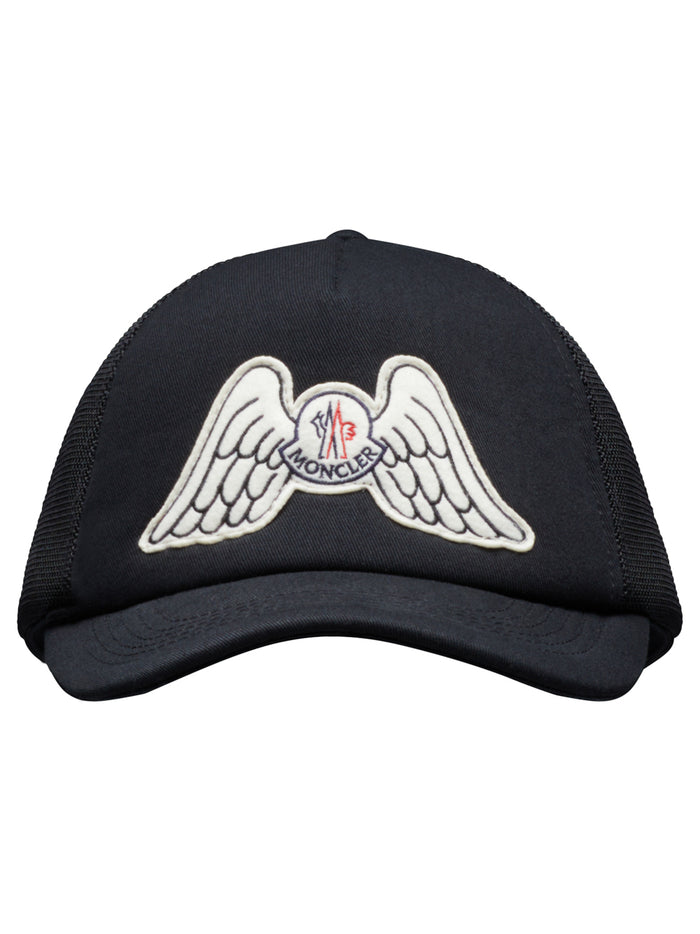 MONCLER GENIUS X 8 MONCLER PALM ANGELS Wing Patch Cap Black - MAISONDEFASHION.COM