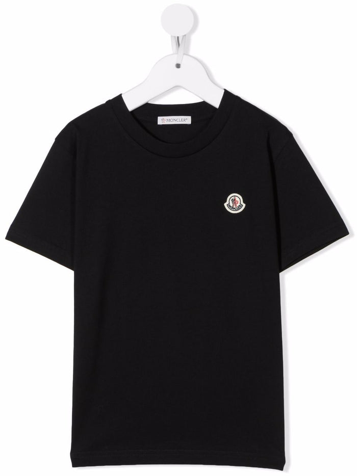 MONCLER KIDS Logo Patch T-Shirt Black - MAISONDEFASHION.COM