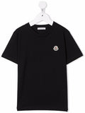 MONCLER KIDS Logo Patch T-Shirt Black - MAISONDEFASHION.COM