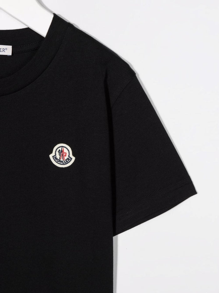 MONCLER KIDS Logo Patch T-Shirt Black - MAISONDEFASHION.COM