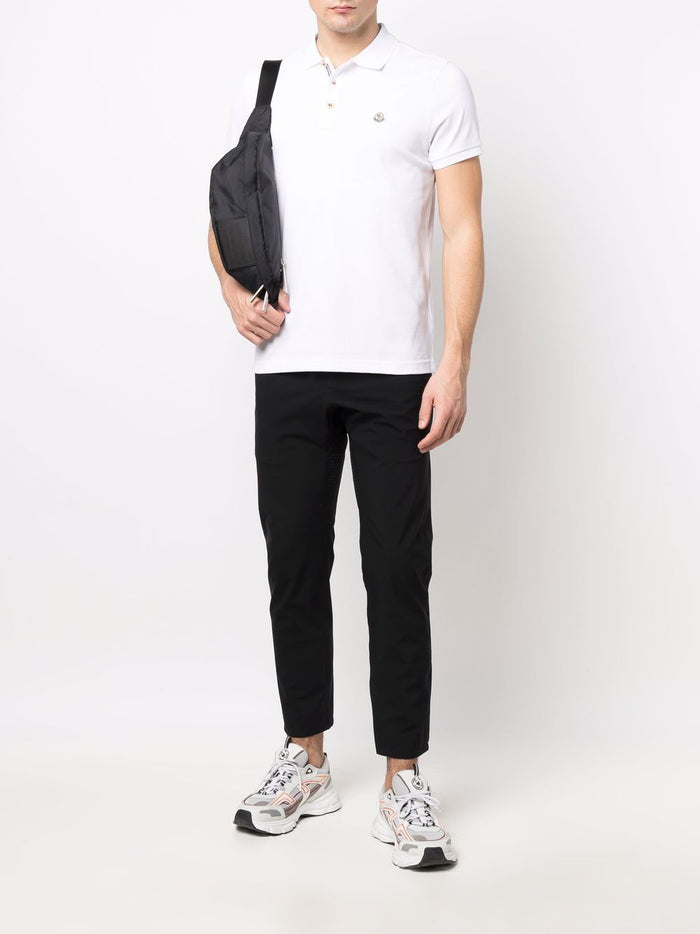 MONCLER Logo Patch Polo Shirts White - MAISONDEFASHION.COM
