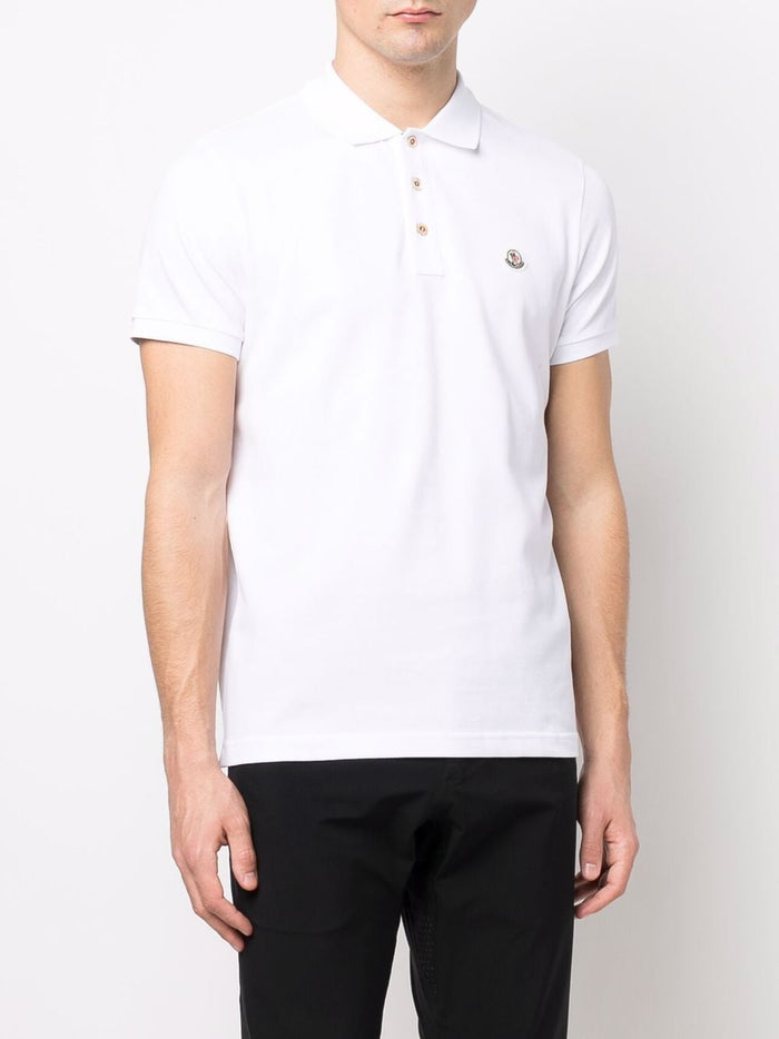 MONCLER Logo Patch Polo Shirts White - MAISONDEFASHION.COM