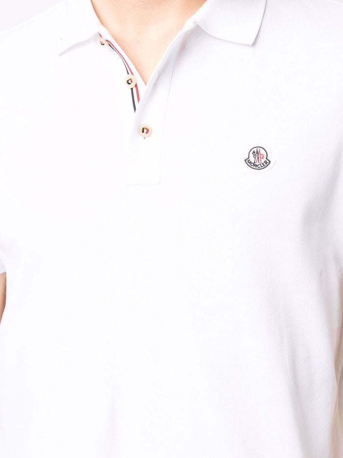 MONCLER Logo Patch Polo Shirts White - MAISONDEFASHION.COM