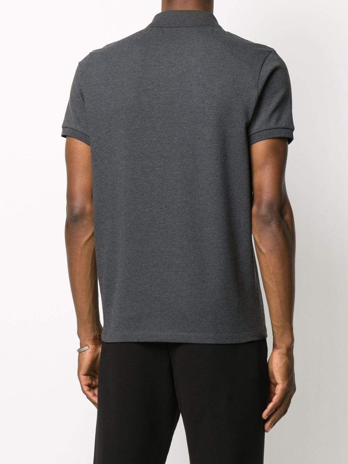 MONCLER Rubber Logo Polo Shirt Grey - Maison De Fashion