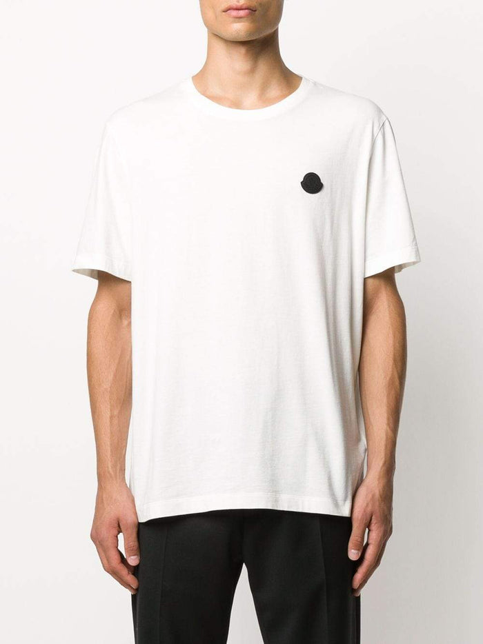 MONCLER Rubber Logo T-Shirt Off White - Maison De Fashion