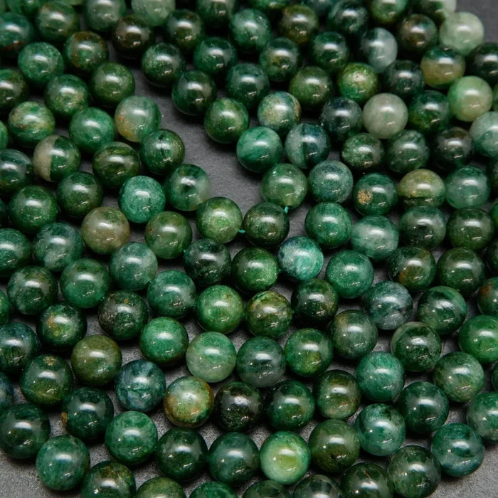 Green mica round smooth polished beads.