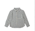 NAVY CHECK COLLARED LONG SLEEVE SHIRT