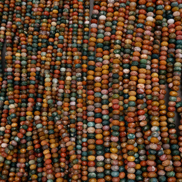 Faceted Rondelle ocean jasper beads.
