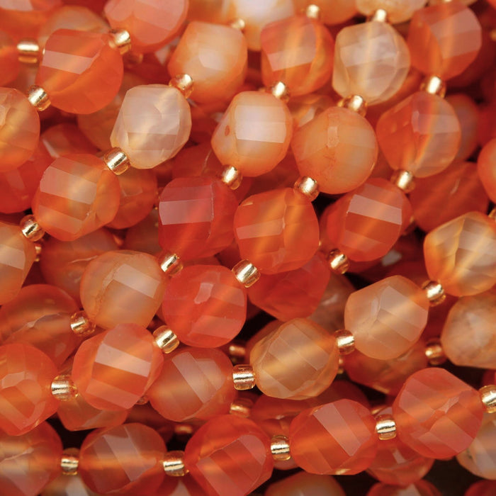 Orange Carnelian Agate · Faceted · Spiral Sphere · 8mm, 10mm, Tejas Beads, Beads