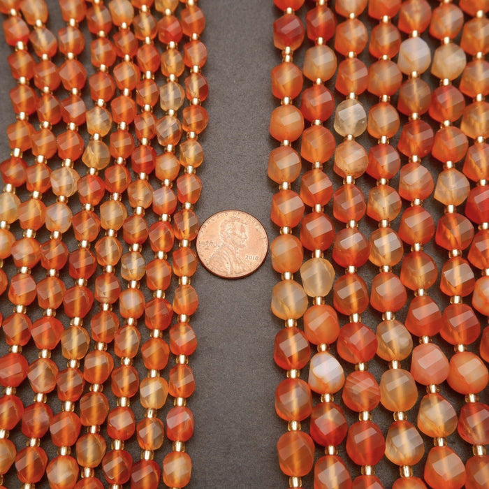 Orange Carnelian Agate · Faceted · Spiral Sphere · 8mm, 10mm, Tejas Beads, Beads