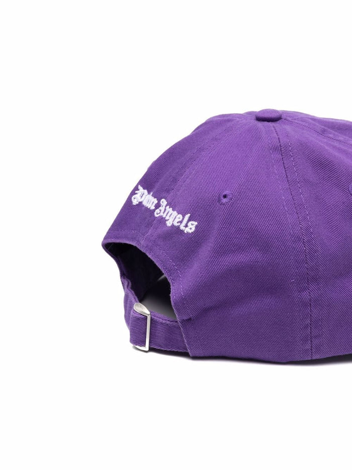PALM ANGELS Classic Logo Cap Purple White - MAISONDEFASHION.COM