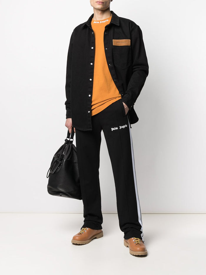 PALM ANGELS Fleece Track Pants Black - MAISONDEFASHION.COM