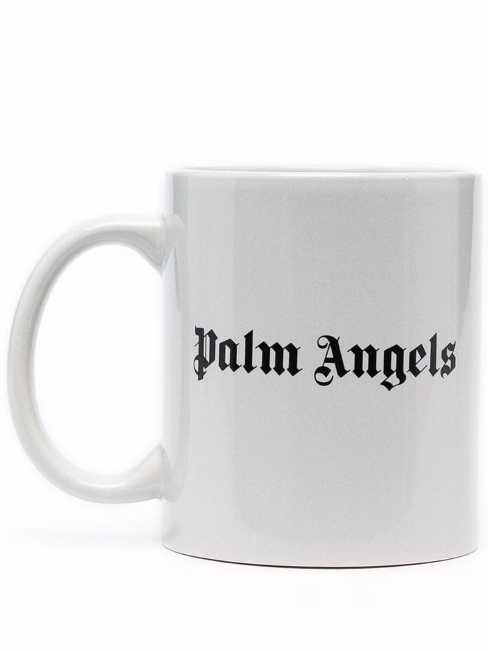 PALM ANGELS Logo Print Mug White - MAISONDEFASHION.COM