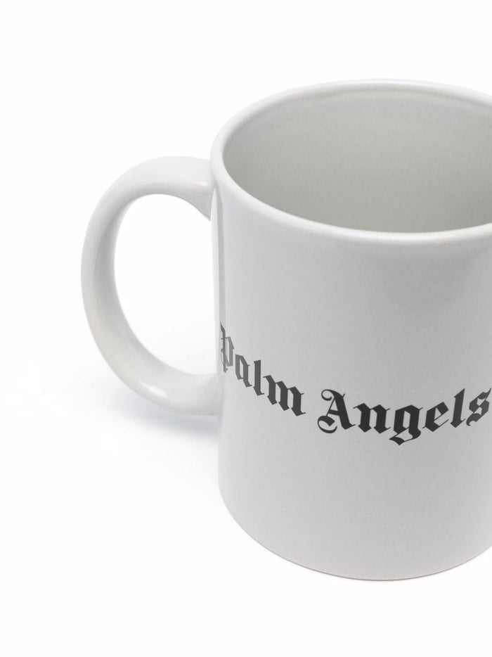 PALM ANGELS Logo Print Mug White - MAISONDEFASHION.COM