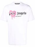 PALM ANGELS Palm Beach Heart Sprayed T-Shirt White - MAISONDEFASHION.COM