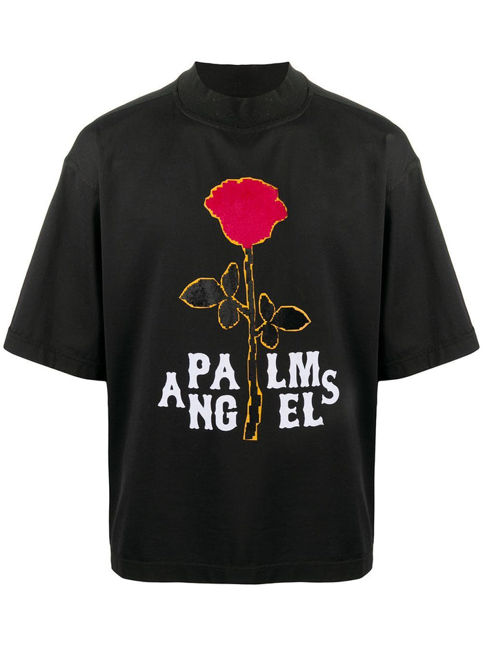 PALM ANGELS Rose Boxy T-shirt Black - Maison De Fashion