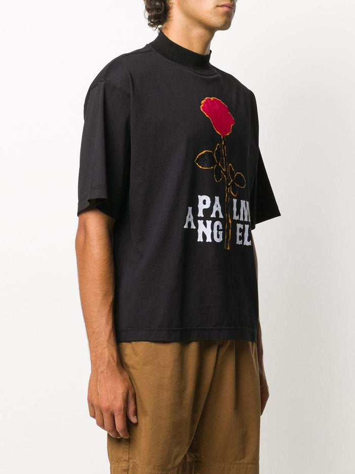PALM ANGELS Rose Boxy T-shirt Black - Maison De Fashion