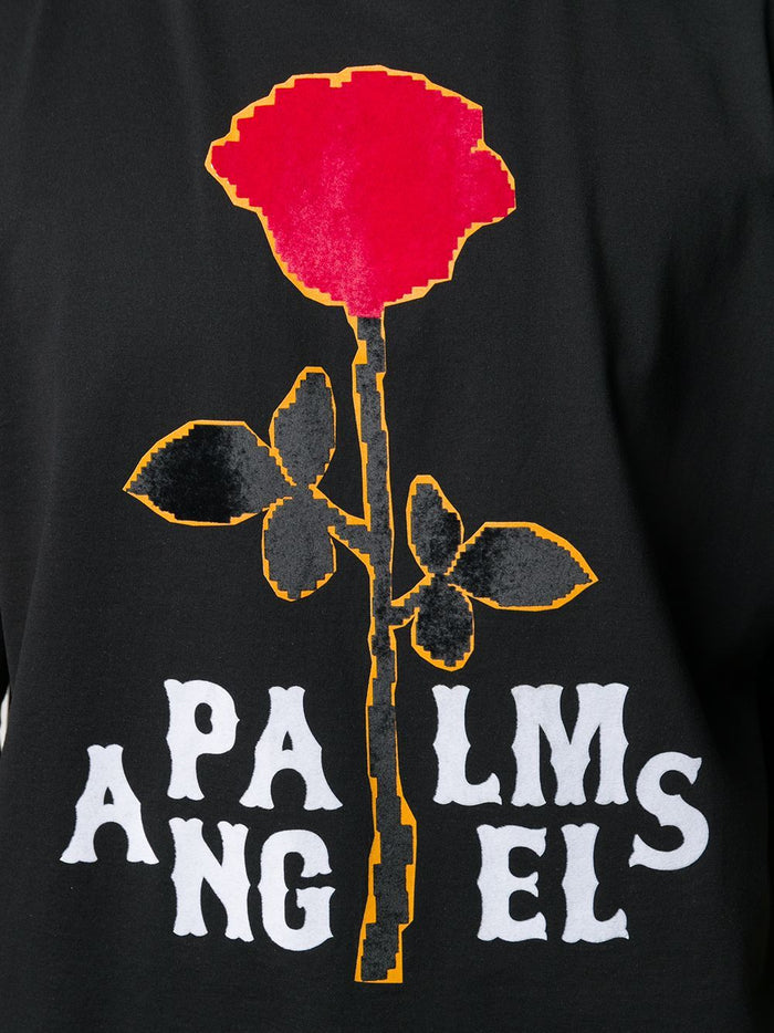 PALM ANGELS Rose Boxy T-shirt Black - Maison De Fashion