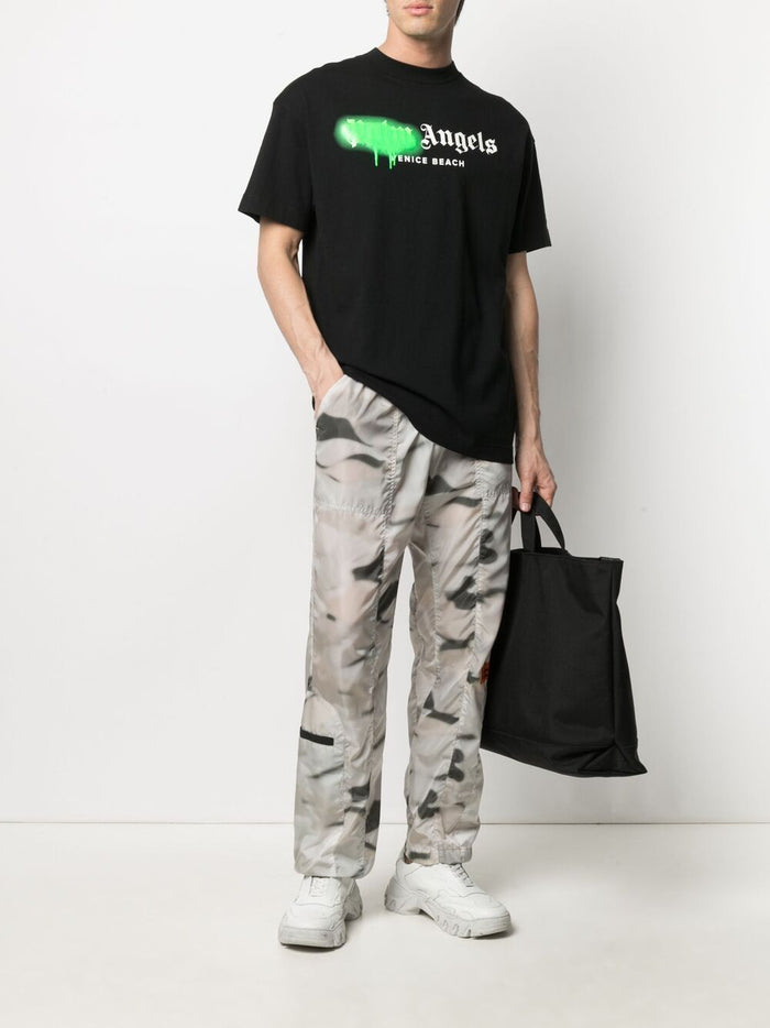 PALM ANGELS Venice Sprayed Logo T-Shirt Black - MAISONDEFASHION.COM