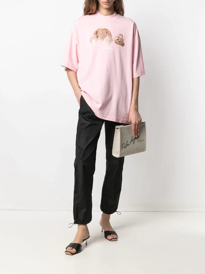 PALM ANGELS WOMEN Bear Loose Fit T-Shirt Pink - MAISONDEFASHION.COM