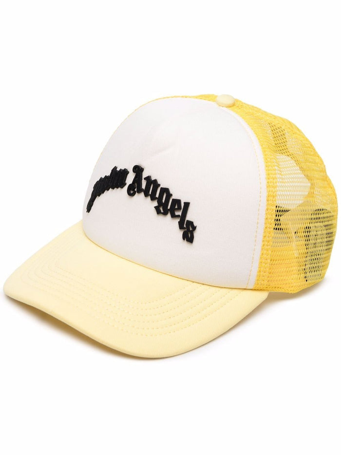 PALM ANGELS WOMEN Curved Logo Mesh Cap Yellow - MAISONDEFASHION.COM