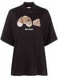 PALM ANGELS WOMEN Leopard Bear Loose Tee Black - MAISONDEFASHION.COM