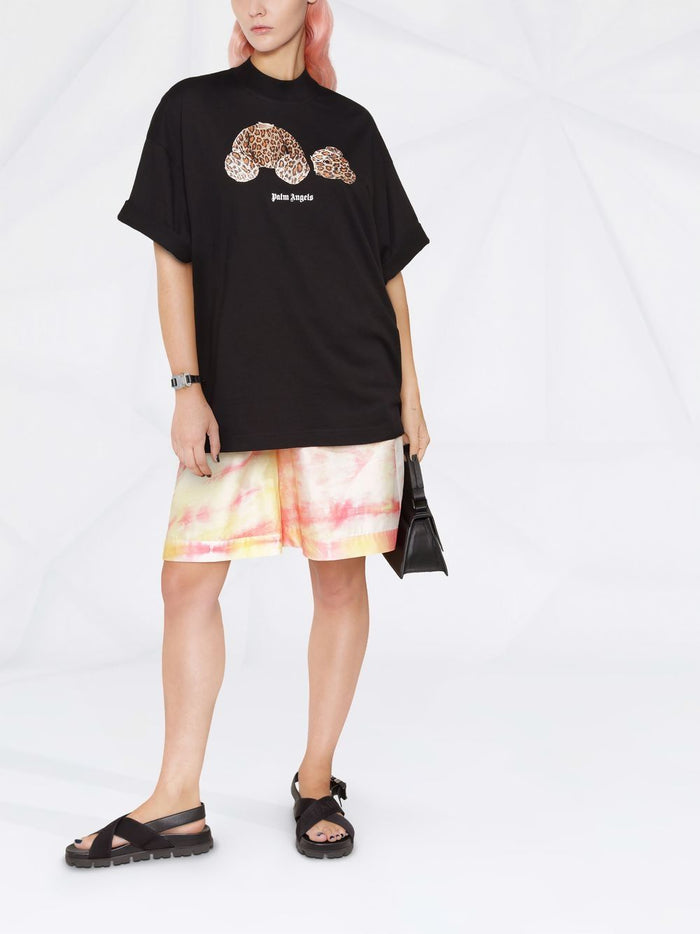PALM ANGELS WOMEN Leopard Bear Loose Tee Black - MAISONDEFASHION.COM