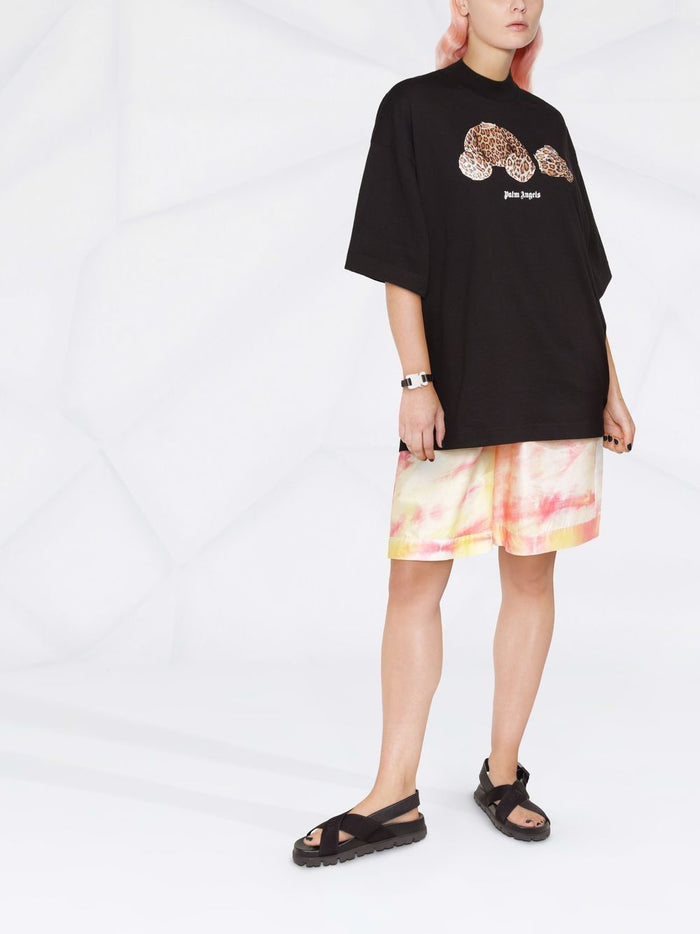 PALM ANGELS WOMEN Leopard Bear Loose Tee Black - MAISONDEFASHION.COM
