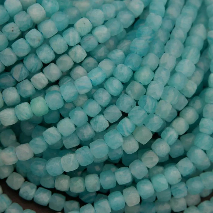 Peruvian Amazonite · Microfaceted · Cube · 4mm, Tejas Beads, Beads