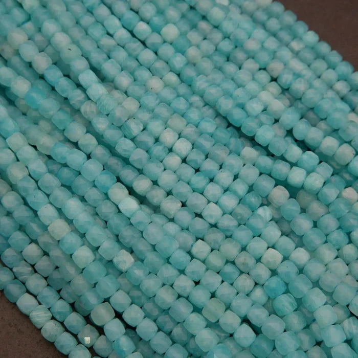 Peruvian Amazonite · Microfaceted · Cube · 4mm, Tejas Beads, Beads