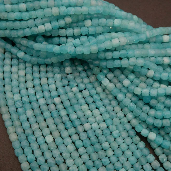 Peruvian Amazonite · Microfaceted · Cube · 4mm, Tejas Beads, Beads
