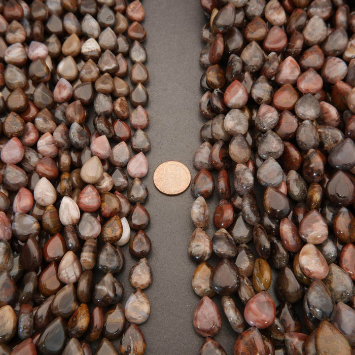 Petrified Wood · Smooth · Teardrop · 10mm, 12mm