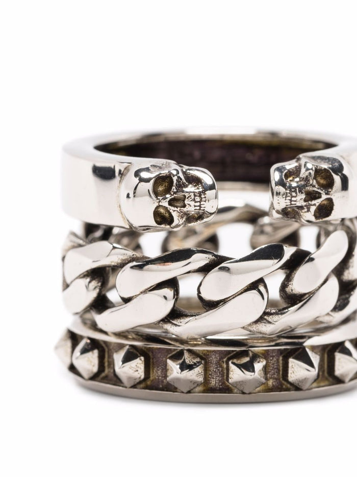 ALEXANDER MCQUEEN Punk Chain Ring - MAISONDEFASHION.COM