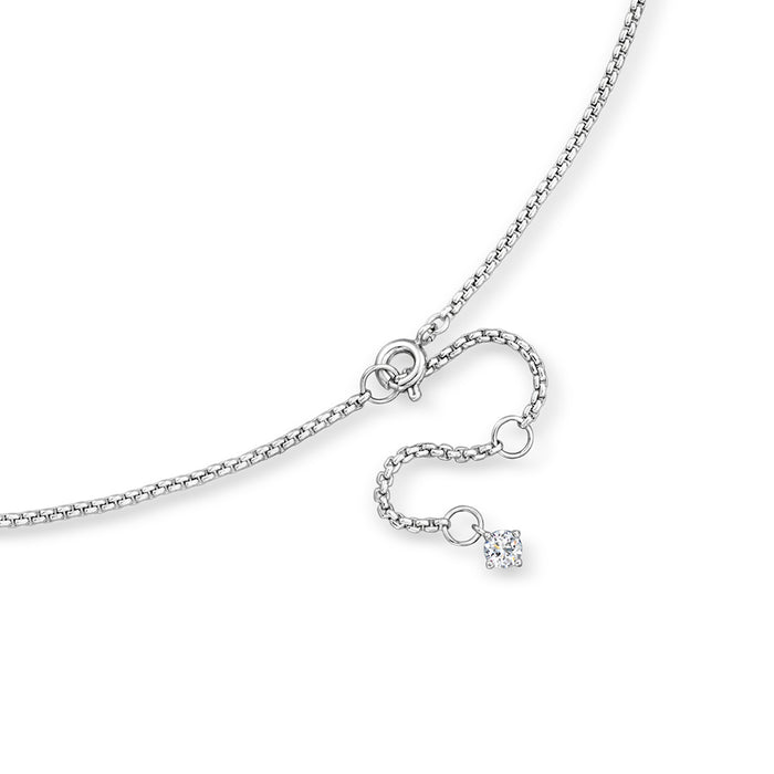Rhodium-plated chain necklace clasp and extender with small round CZ accent