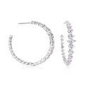 Rhodium-plated inside-out hoop earrings with clear CZ pave stones