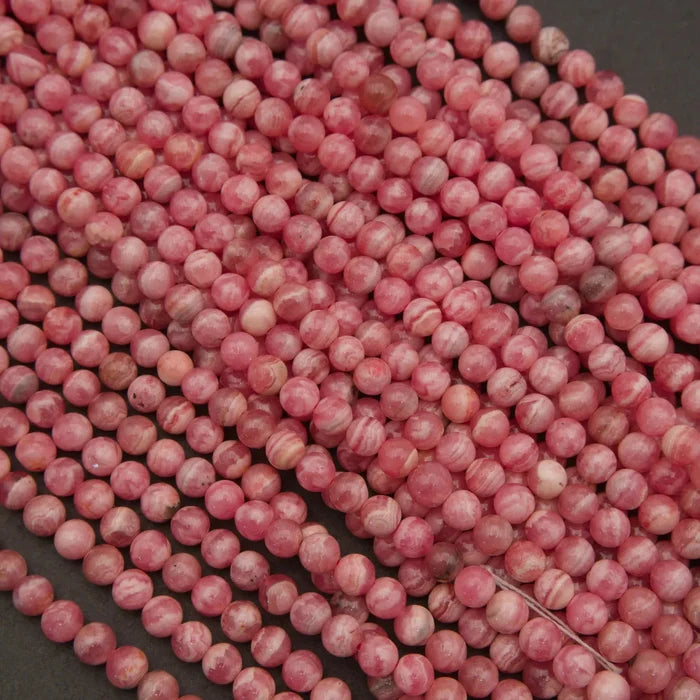 Rhodochrosite A · Smooth · Round · 5mm, 6mm