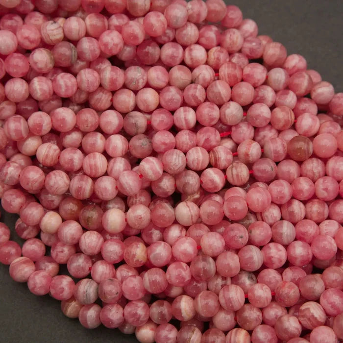 Rhodochrosite A · Smooth · Round · 5mm, 6mm