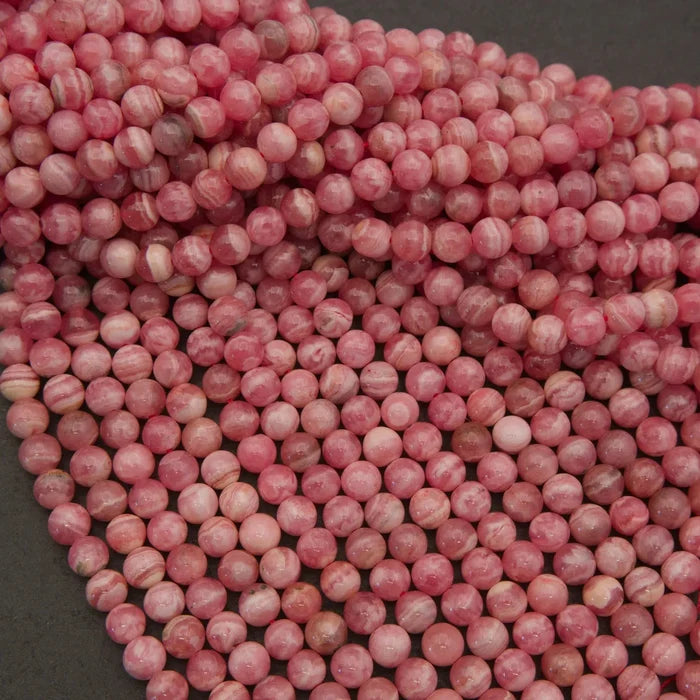 Rhodochrosite A · Smooth · Round · 5mm, 6mm