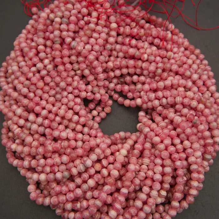 Rhodochrosite A · Smooth · Round · 5mm, 6mm