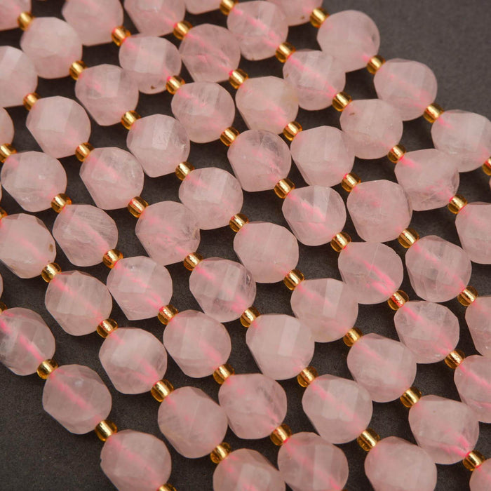 Rose Quartz · Faceted · Spiral Sphere · 8mm, 10mm, Tejas Beads, Beads