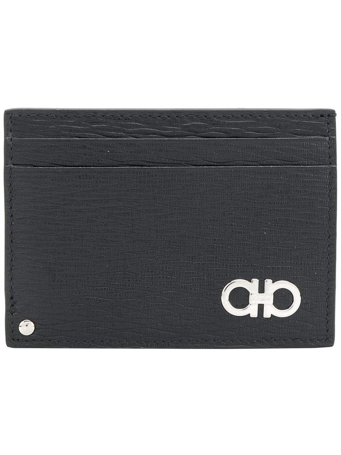SALVATORE FERRAGAMO Gancini Logo Card Holder Black - MAISONDEFASHION.COM