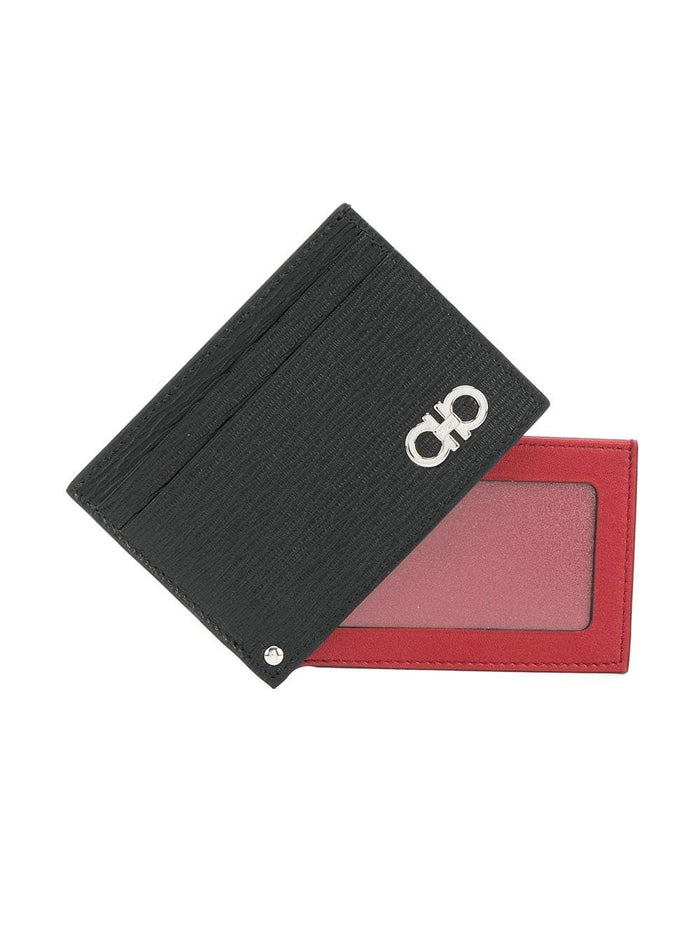 SALVATORE FERRAGAMO Gancini Logo Card Holder Black - MAISONDEFASHION.COM