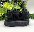 Shungite Three Owls, See no Evil, Hear no Evil, Speak no Evil, grounding FB3451 🦉