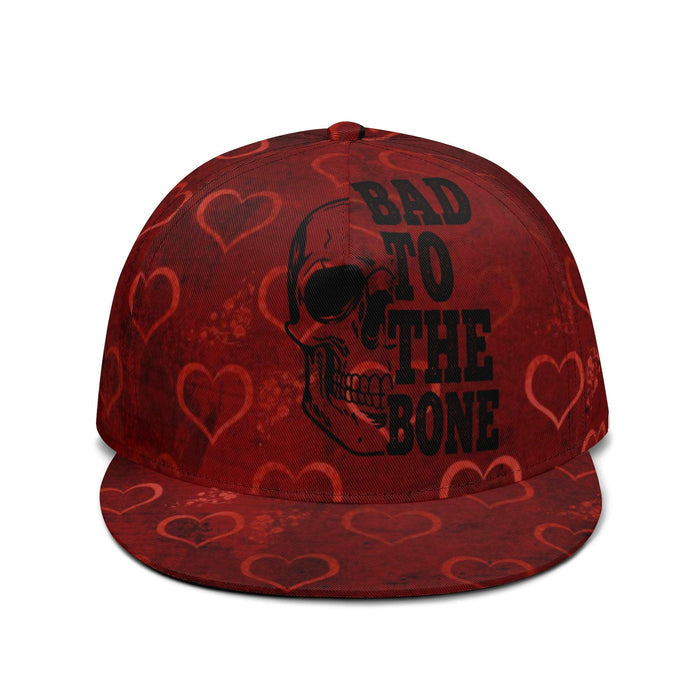 Skull Bad To The Bone Red Hearts Hip-hop Caps - Everything Skull Clothing Merchandise and Accessories